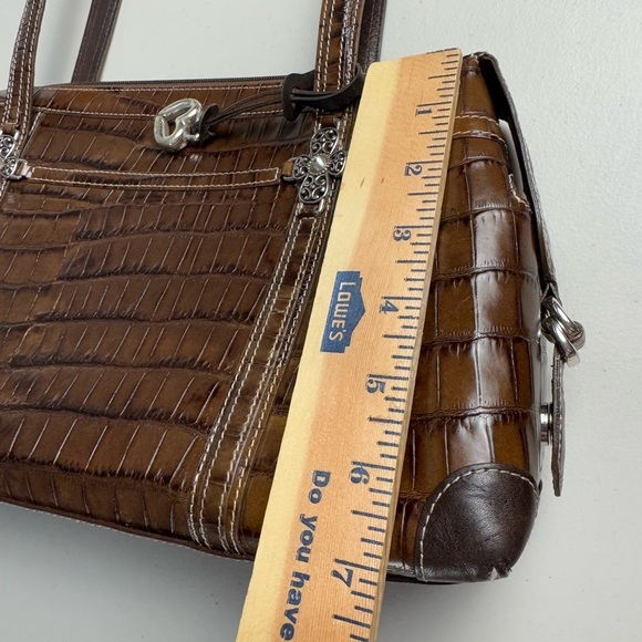 Brighton Crocodile Print Embossed Brown Leather Bag - Picture 8 of 9